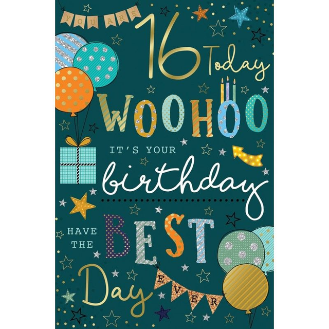 16th Birthday Card Modern Design 