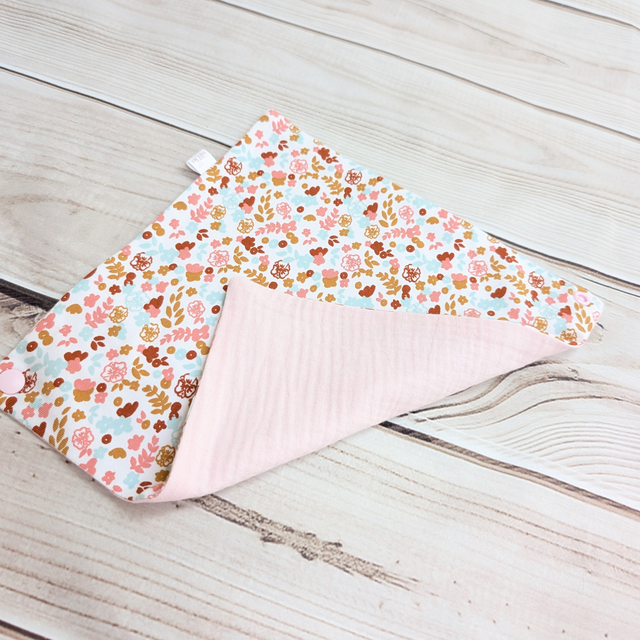 Pink & Mint Green Flowers Reversible Drool Bib