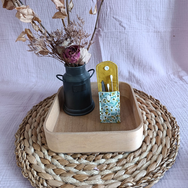 Petite Pochette Orchidées Vert d'Eau