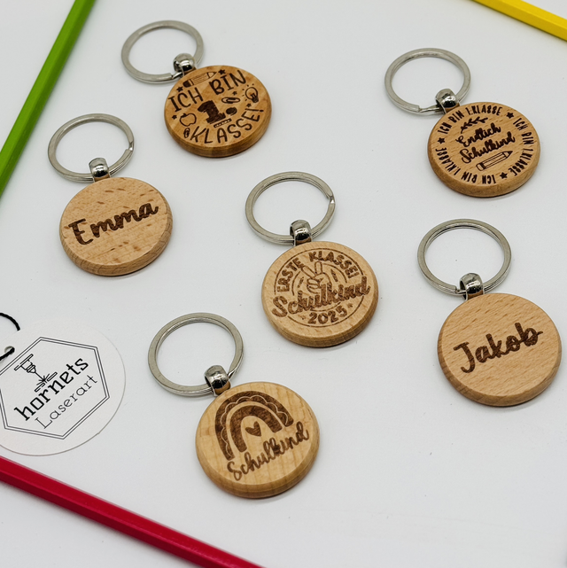 Personalisierte Schlüsselanhänger Schulanfang
