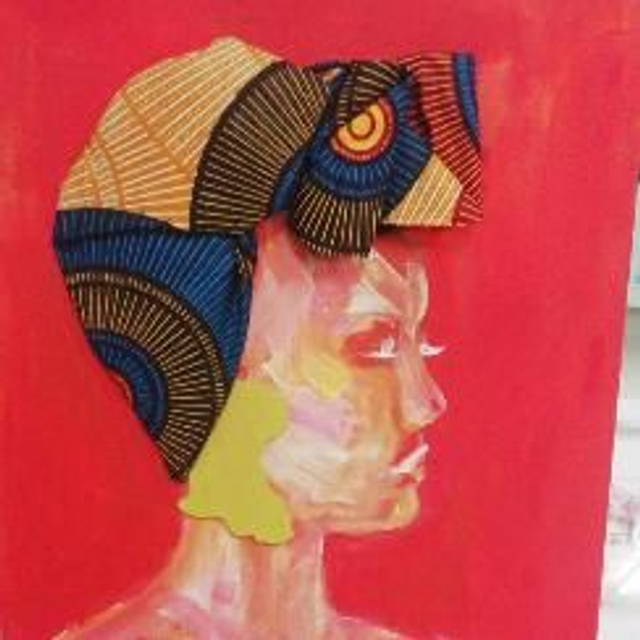 "Spicy lady" (Acrylic mixed media painting on canvas)