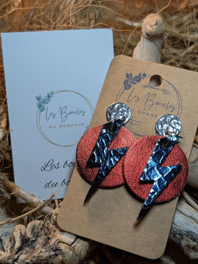 Boucles d'oreilles Queen rouge marine qu003