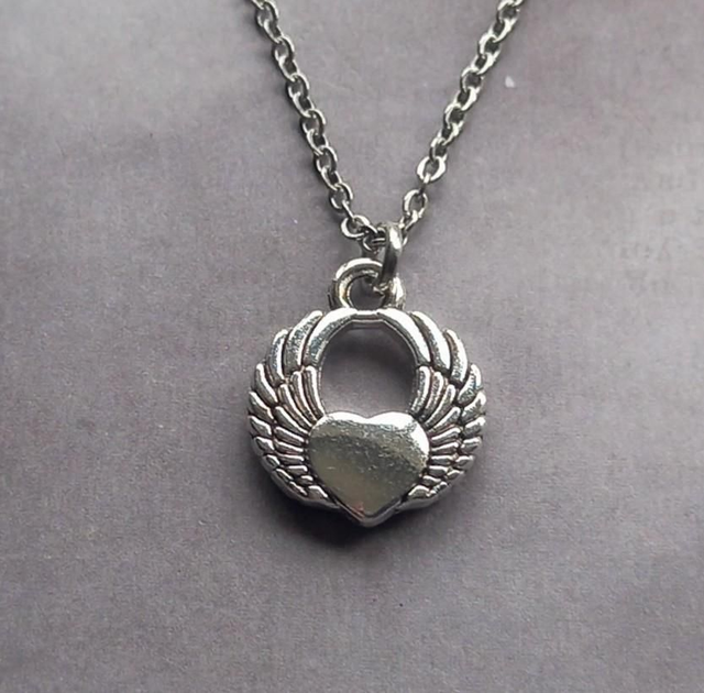 Small Winged Heart Necklace 
