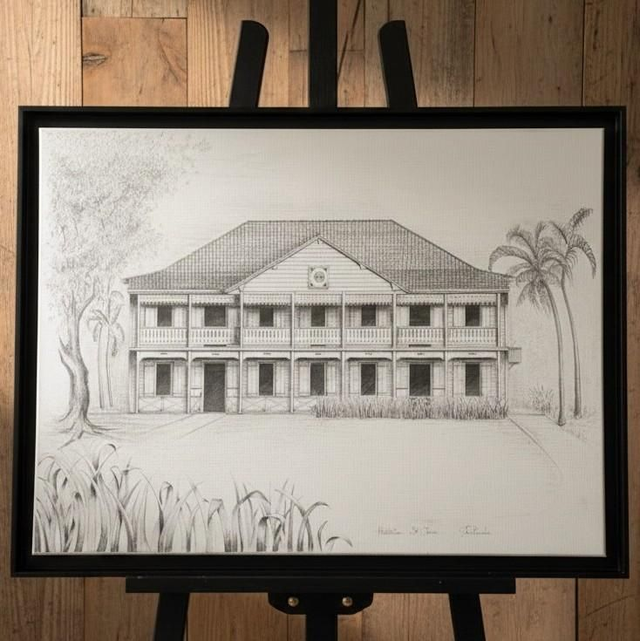 Encre et graphite - Habitation Saint-James -  Sainte Marie - Martinique 
