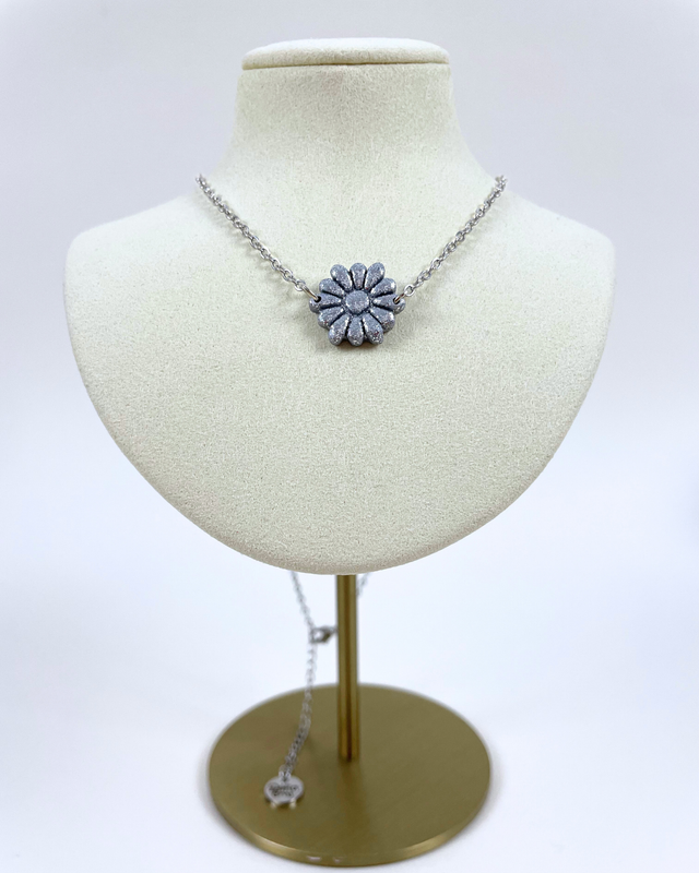 Collier médaillon "Doña" - Argenté scintillant