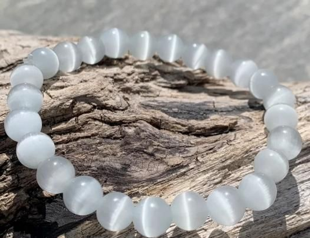 Bracelet œil de chat blanc 