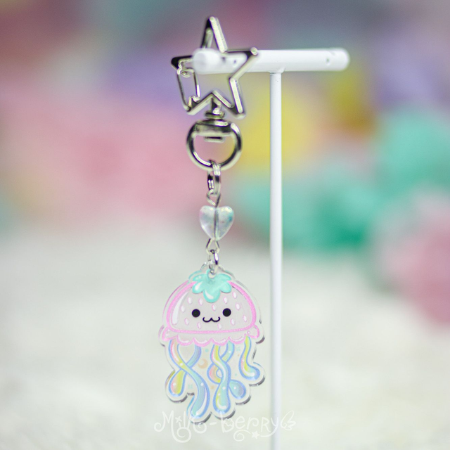 Porte-clé Méduse Fraise