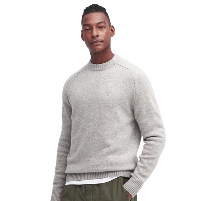 Barbour Grangetown Merino Crew Neck Jumper Light Grey  