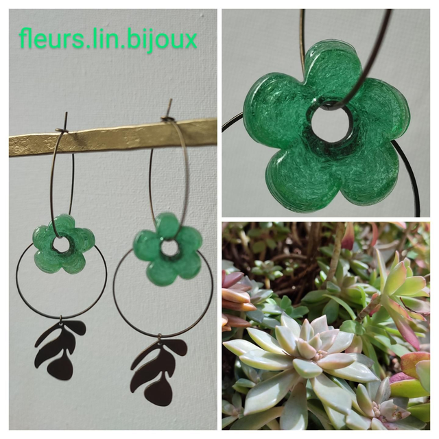 Z-Créoles en verre de Murano et laiton bronze 