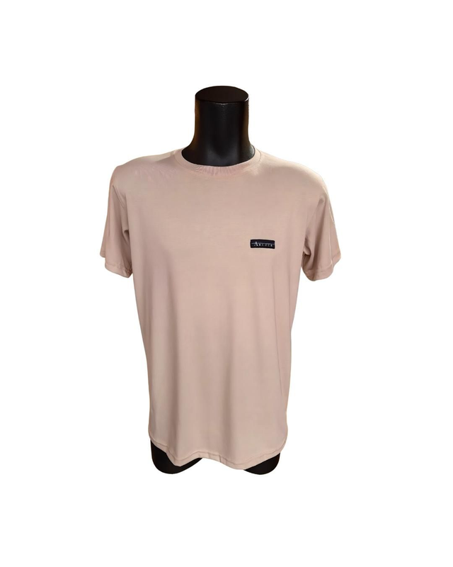Polera de algodón manga corta beige
