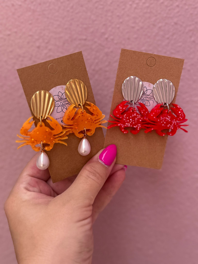 Brincos Caranguejo colorido 