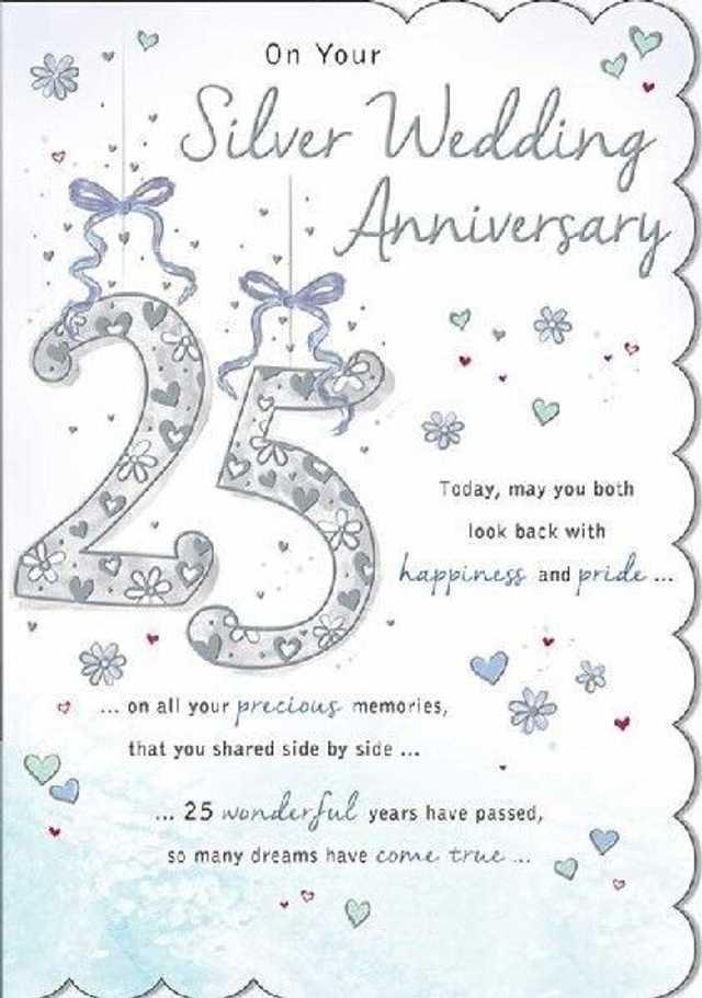 Anniversary Silver Card 9" x 6" Stunning Design 
