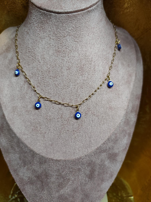 COLLIER "OEIL" ACIER IOXYDABLE GOLD 0000452