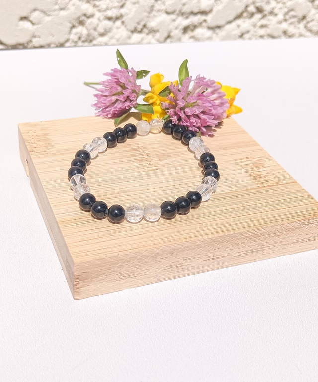 Bracelet Tourmaline & Cristal de Roche – Protection & Équilibre