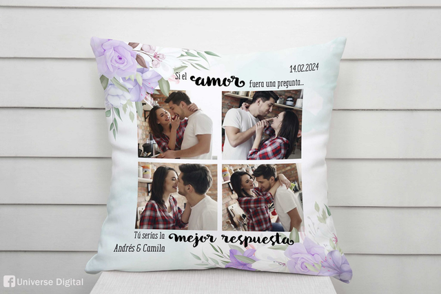 Cuscino collage da 4 foto più frasi dimensioni 40x40