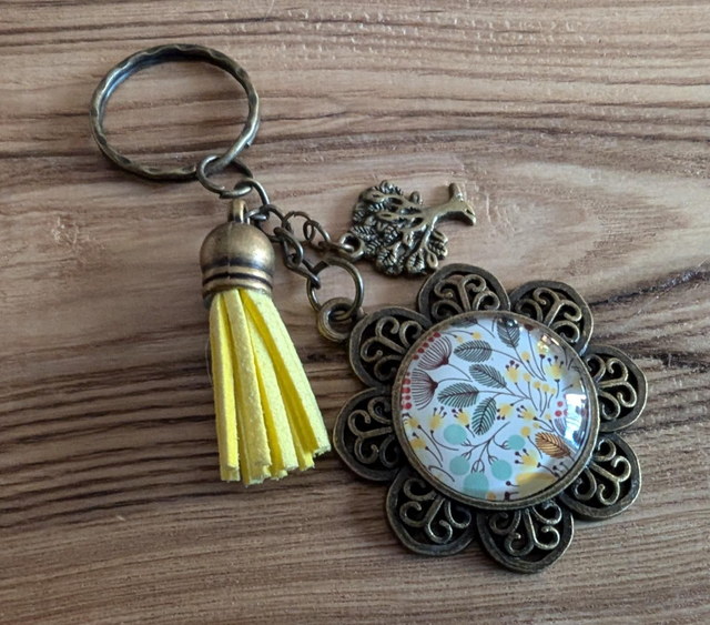 Porte clés cabochon verre 