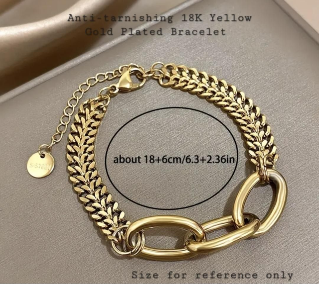 Beautiful Anti-tarnishing 18K Yellow Gold Plated Bracelet.