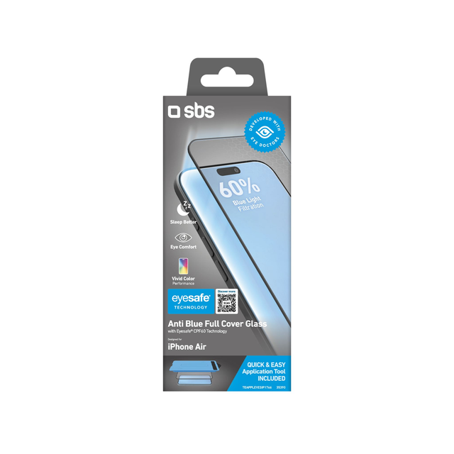 VETRO PROTETTIVO ANTI-LUCE BLU FULL COVER CON TECNOLOGIA EYESAFE® CPF60 PER IPHONE AIR