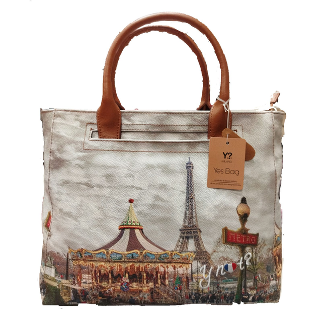 Borsa a mano doppio manico tracolla ynot Y not? YES-419 Parigi Carosello donna