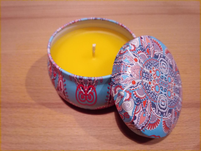 Große dekorative Blechdosenkerze, Design 7