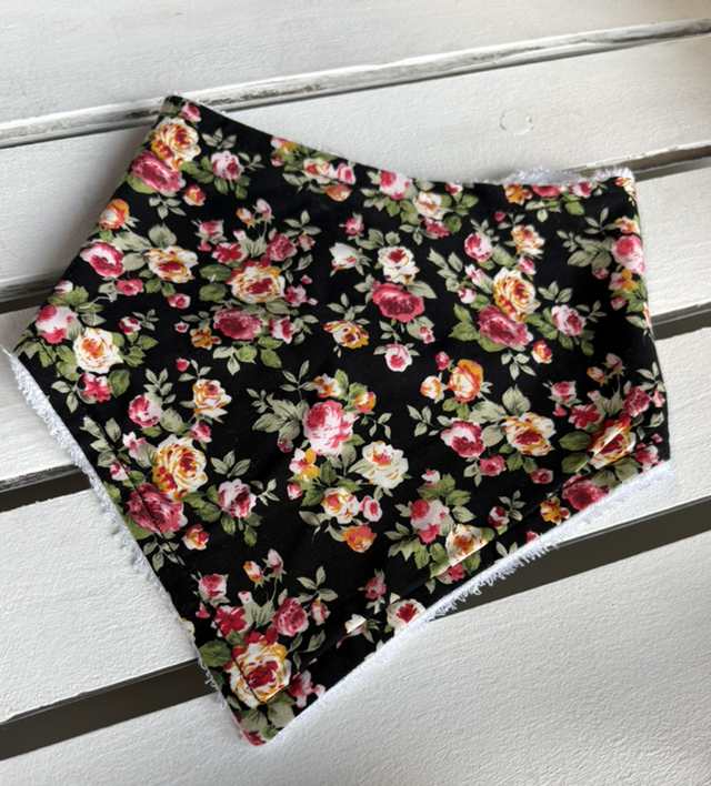 Black Floral Bamboo Dribble Bib