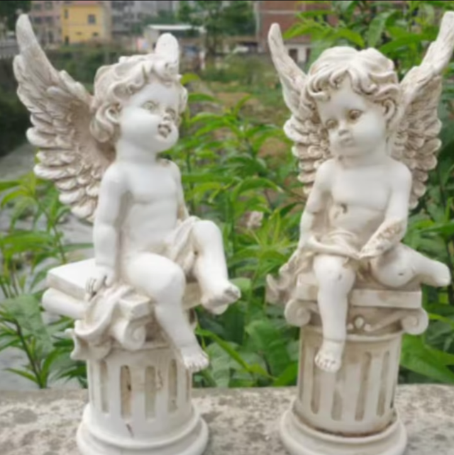 Prachtige tuinbeeldjes set Cherubs 2 stuks (25cm) Nieuw. 