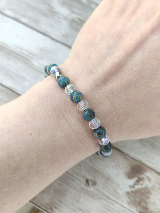 Bracelet &quot;Chrysocolle et cristal&quot;