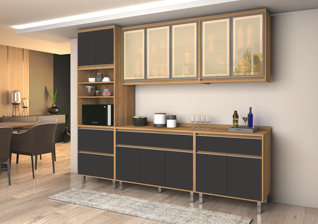 Cozinha Agata 05 Peças Reflecta Freijó / Grafite Vitamov