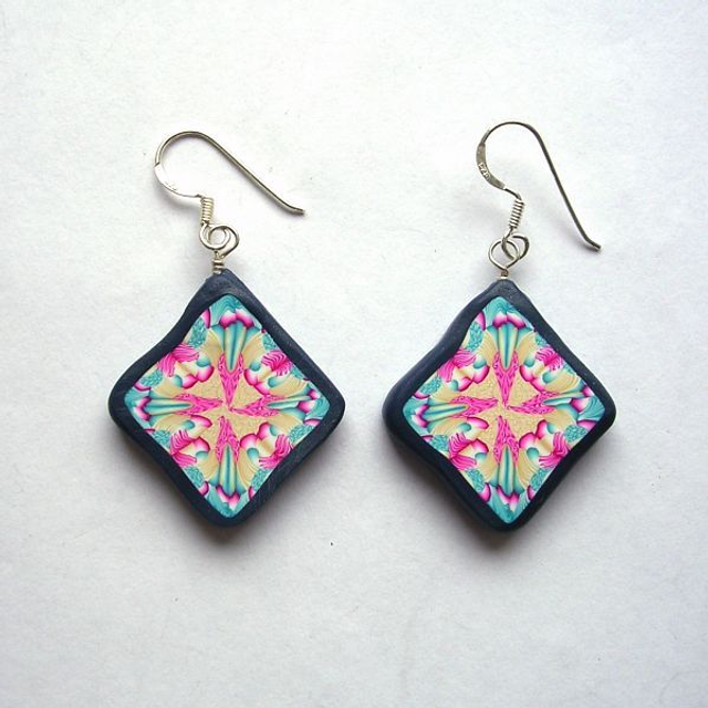 Patterned polymer clay earrings - 945pce