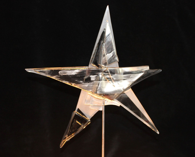 o11 Glas-Stern .  versilbert / o/ 24 cm / Höhe 30 cm