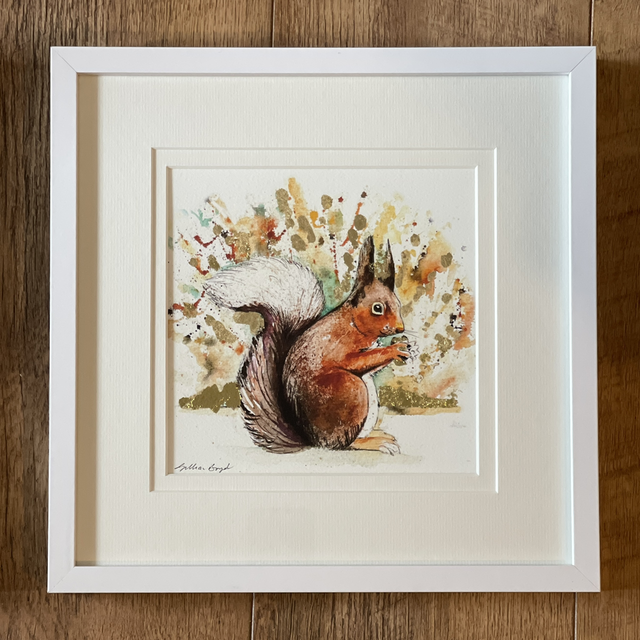 Red Squirrel (gold leaf print)