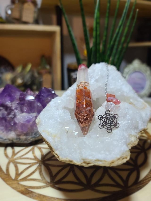 Pendule Métatron cornaline et jaspe rouge 