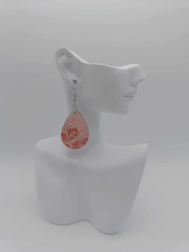 Boucles d&#039;oreilles en bois sublimé Goutte  