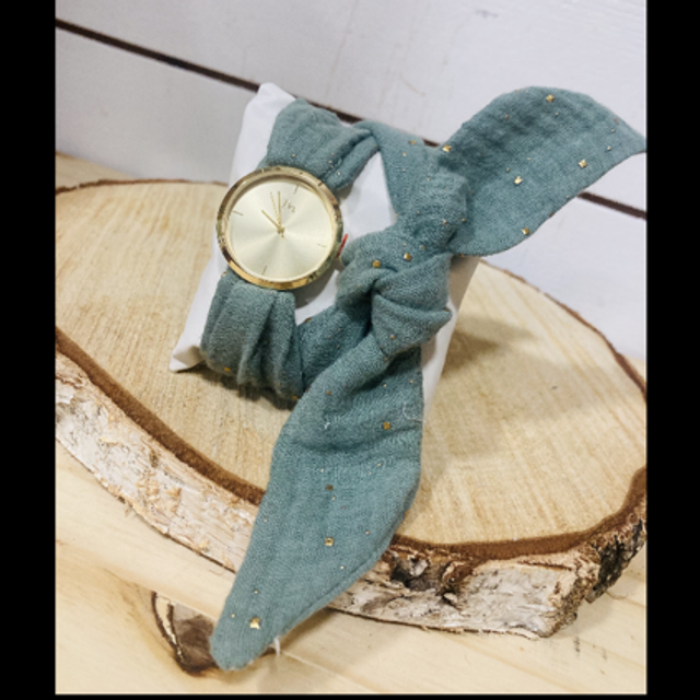 Montre à nouer vert amande 