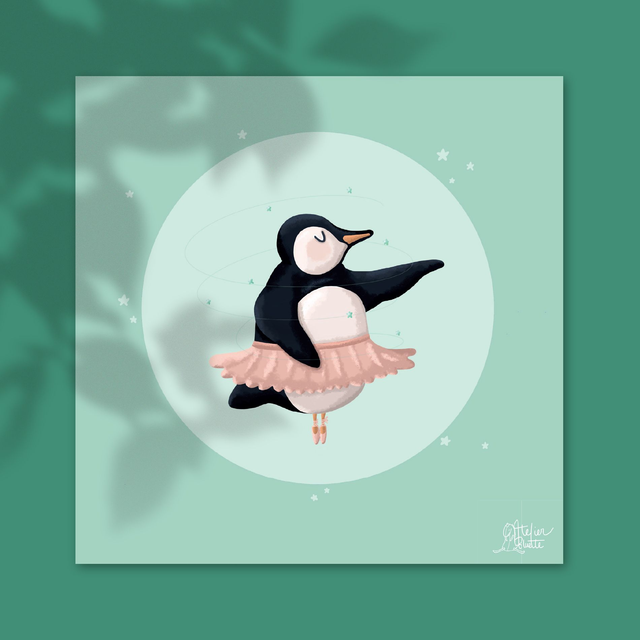 Danseuse Pingouin - 20 x 20 cm