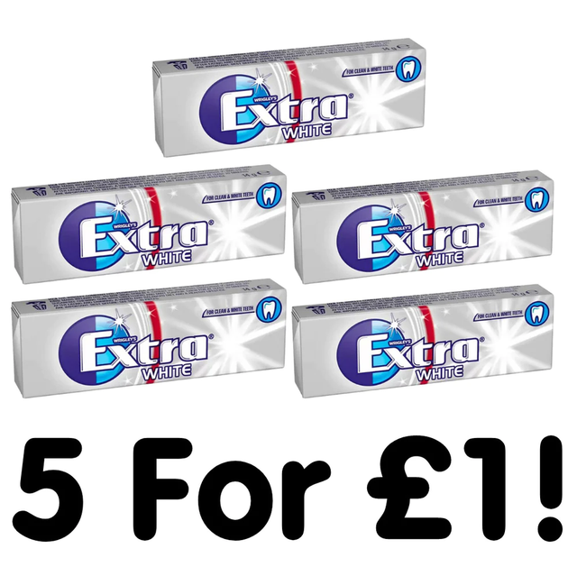 Wrigley&#039;s Extra Ice White Sugar Free Chewing Gum (14g) (Pack of 5)  