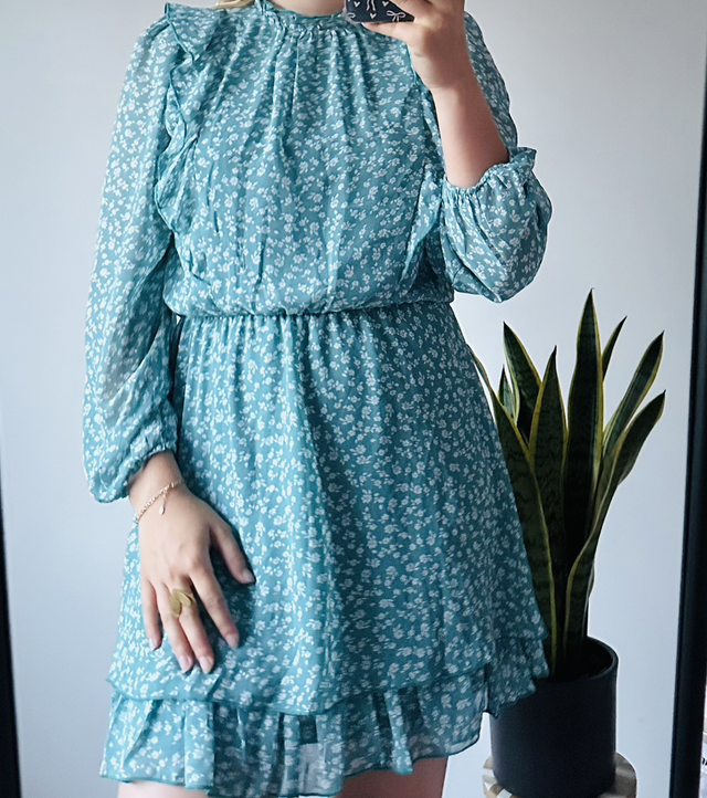 Blauwe bloemen jurk 