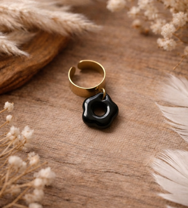 Doré 6mm Pampille Noir