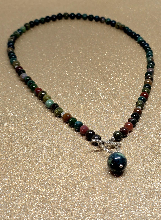 Collier Jaspe Heliotrope et Kambaba 