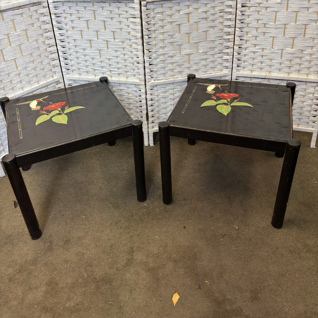 A Pair Of Vintage Japanese Metal Side Tables