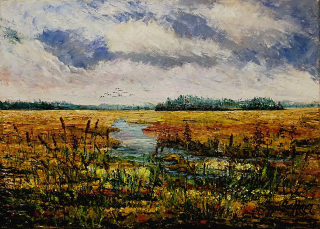 Siikalahti ja osmankäämit 36x50 cm