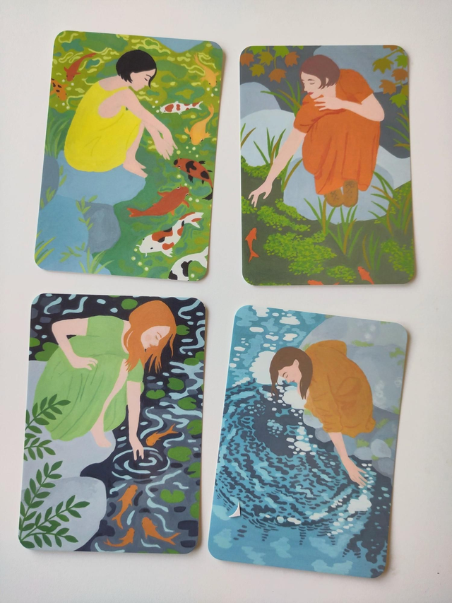 Set van 4 postkaarten "Aan de waterkant"