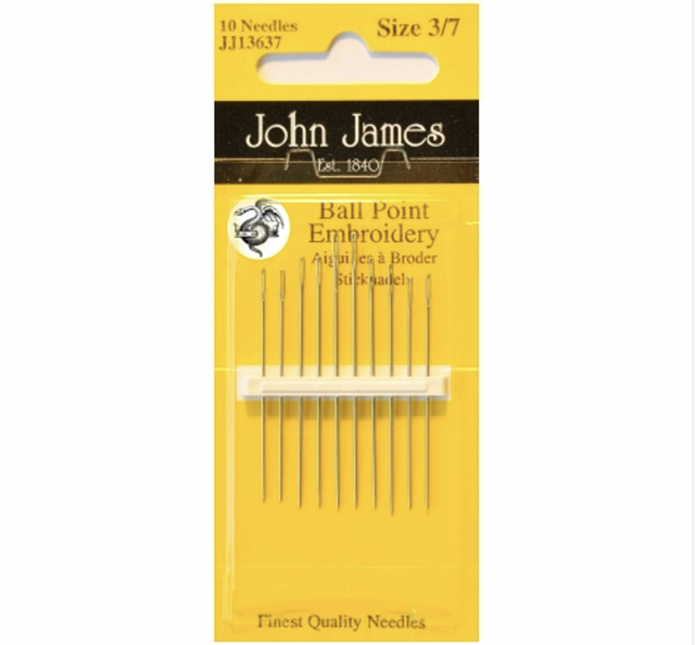 John James Ball Point Embroidery needles Size 3/7 (10 needles per pack)