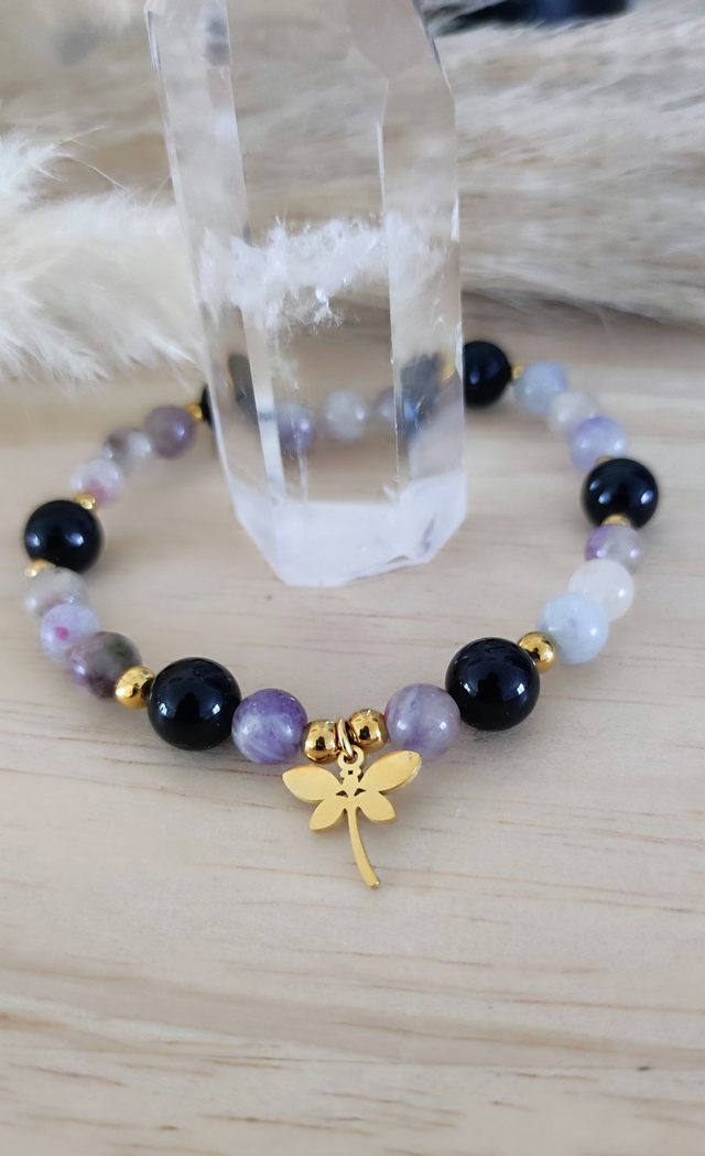 Bracelet "Protection et guérison du coeur" Tourmaline noire et Rubellite