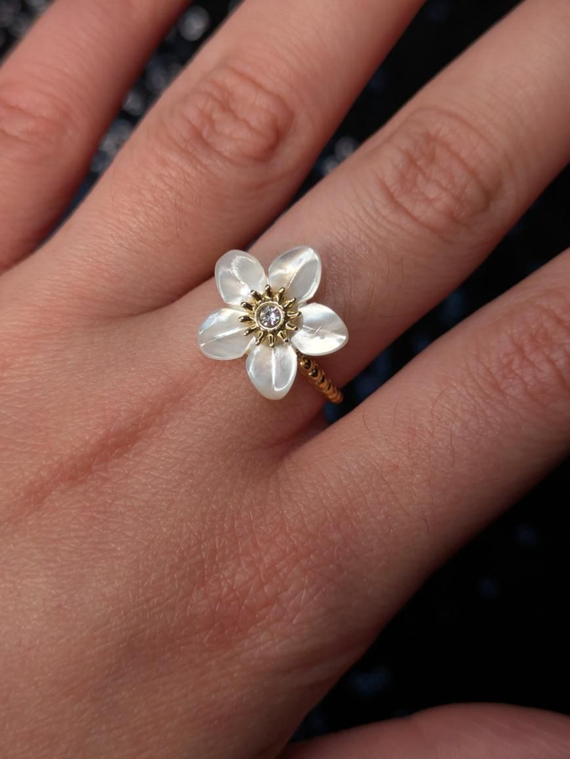 Bague nacre fleur 3