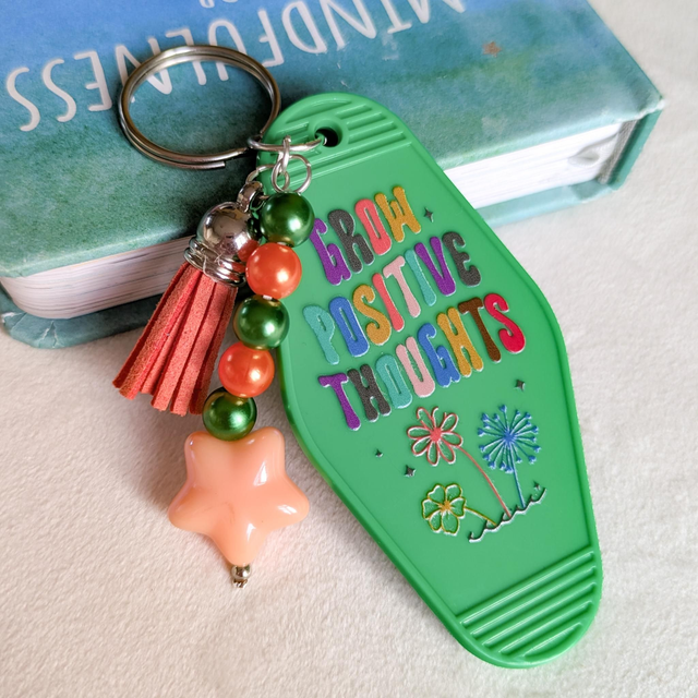 'Positive Thoughts' Keyring - Green