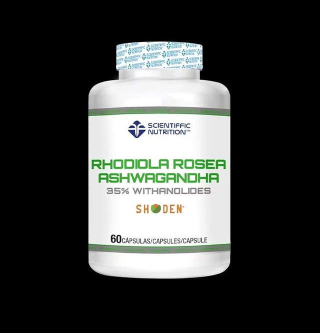 RHODIOLA ROSEA + ASHWAGANDHA  Unión de dos potentes adaptógenos naturales 60 cap.