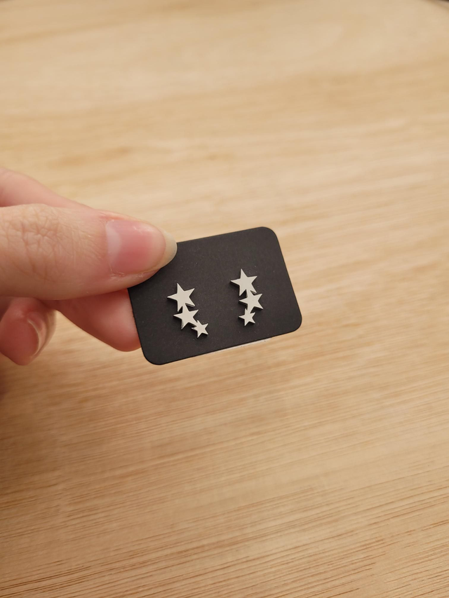 Stainless steel 3 star stud earrings - SL-005