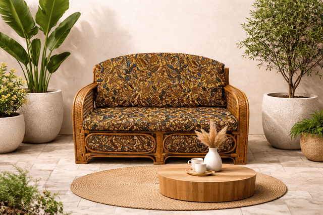 Canapé 2 places rotin et wax 