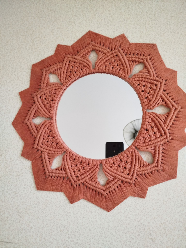 Miroir macramé terracotta